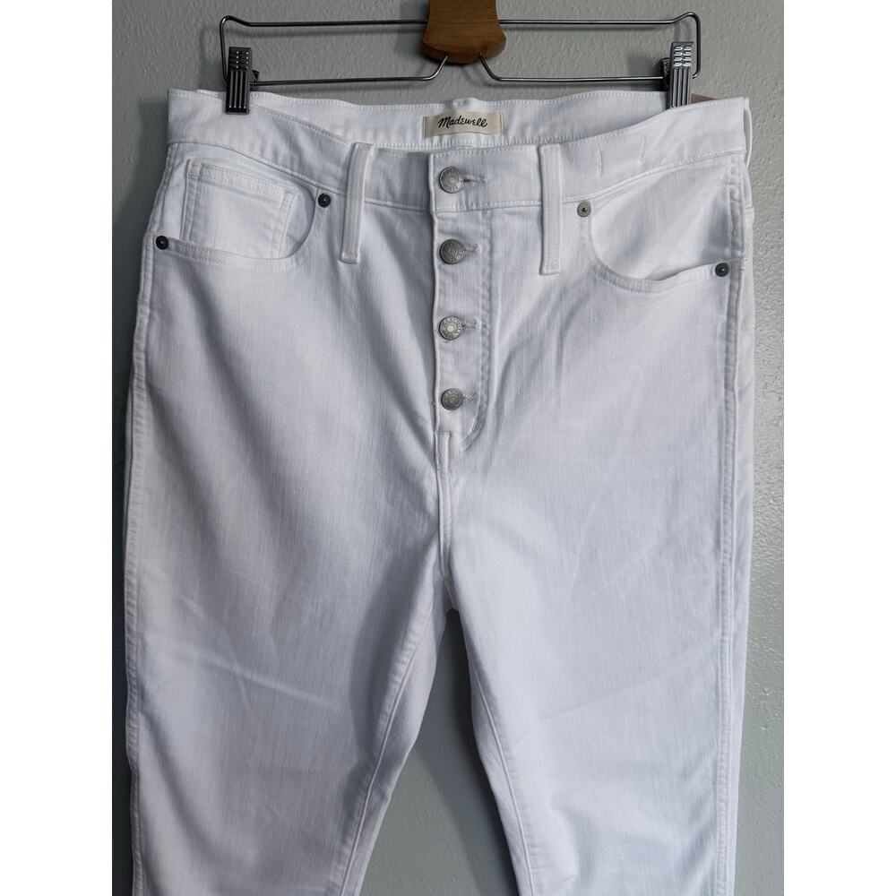 MADEWELL new 10" high rise skinny crop button front pure white denim jeans - Picture 8 of 10